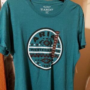 Ariat Teal Western Logo Tee